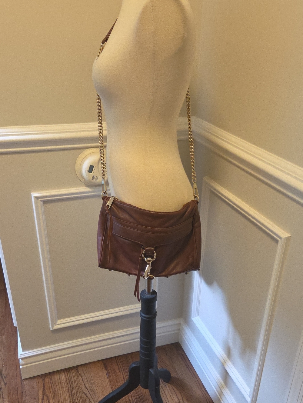 Rebecca Minkoff Brown Leather MAC with Gold Chain Strap
